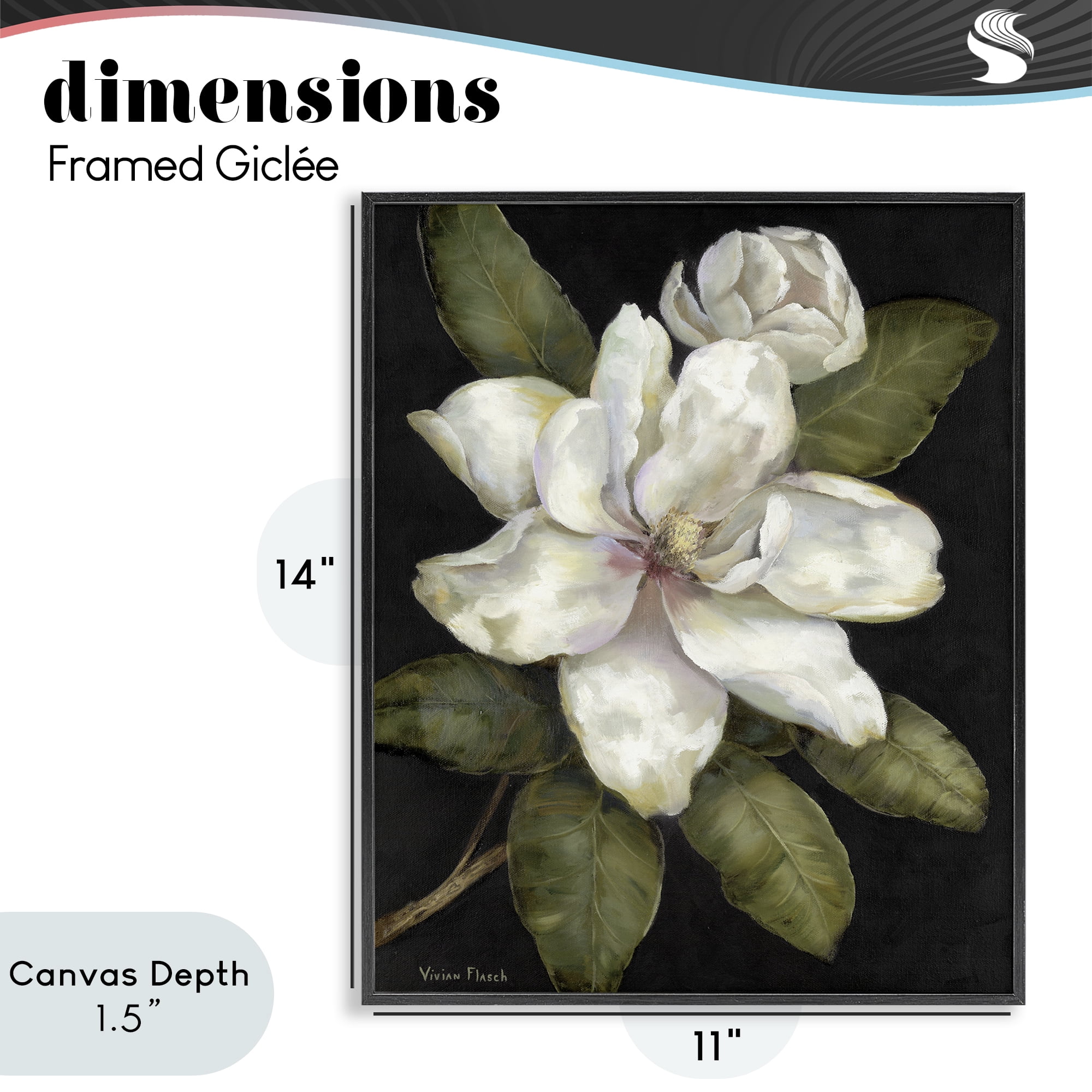 Stupell Industries Budding Magnolia Blooms Black Framed Giclee Art, design by Nan
