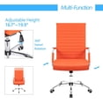 thumbnail image 4 of JJUN Ergonomic Office Desk Chair, Executive Ribbed Mid-Back PU Leather Conference Room Chair Adjustable Swivel Chair with Arms (1, Orange), 4 of 16
