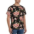 thumbnail image 4 of Yiaed Rose Flowers Print Mens Short Sleeve Tight Fit T-Shirt, Crewneck Casual Tee-XX-Large, 4 of 5