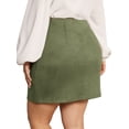 thumbnail image 4 of DARING DIVA Women's Plus Size Faux Suede High Waist Bodycon Mini Skirts 3X Grey Green, 4 of 6