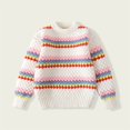 thumbnail image 2 of Atogsazn Kids Boys Knitted Sweater Children Striped Long Sleeve Pullover Sweater Fall Winter Warm Clothes B-White 11-12 Years on Clearance, 2 of 4