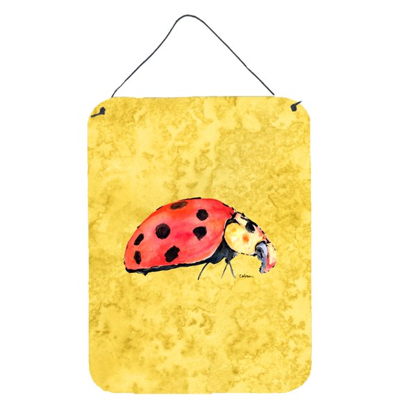 Carolines Treasures 8867DS1216 Lady Bug on Yellow Wall or Door Hanging Prints 12x16 multicolor