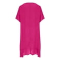 thumbnail image 4 of Beach Dresses for Women Plus Size Ndbuld Women's Summer Solid Color Short-Sleeve V-Neck A-Line Mid-Waist Dress Hot Pink L, 4 of 6