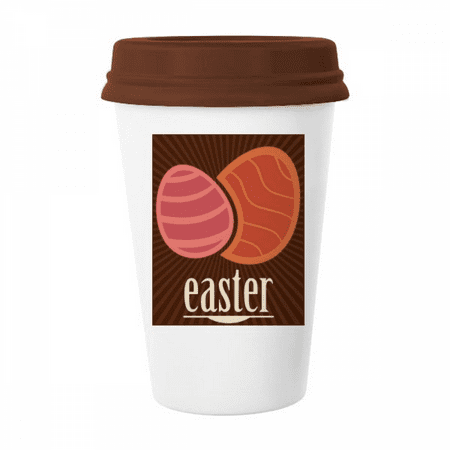 

Easter Festival Red Egg Pattern Mug Coffee Drinking Glass Pottery Cerac Cup Lid