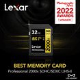 thumbnail image 2 of Lexar tarjeta de memoria Class 10, U3, V90, 2000x, 300mb/s, 32gb 2 piezas con regalito, 2 of 11
