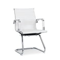 thumbnail image 1 of MoNiBloom PU Leather Office Guest Chair for Waiting Room, Mid Back Chairs with Sled Base and Armrest Home Computer Chairs for Reception Desk Lobby Patient Conference Room, White, 1 of 4
