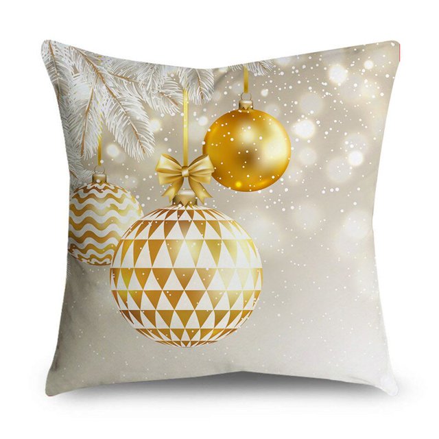 Fundas de almohada doradas brillantes de copos de nieve para sofá, decoración del hogar, Feliz Navidad, 40 cm, 45 cm, 50cm
