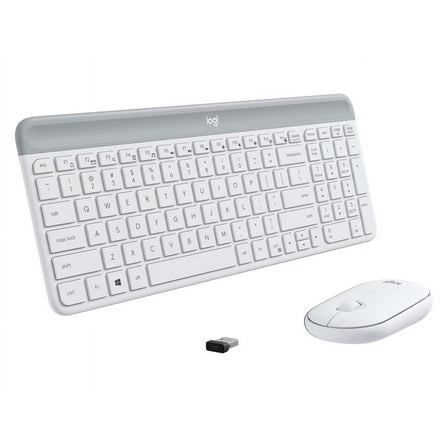 Logitech MK470 Slim Wireless Keyboard and Mouse Combo - Modern Compact Layout, Ultra Quiet, 2.4 GHz USB Receiver, Off White
