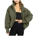 thumbnail image 5 of felwors Women’s Winter Cropped Puffer Jacket Coat Short Warm Quilted Jacket Army Green, XS, 5 of 8
