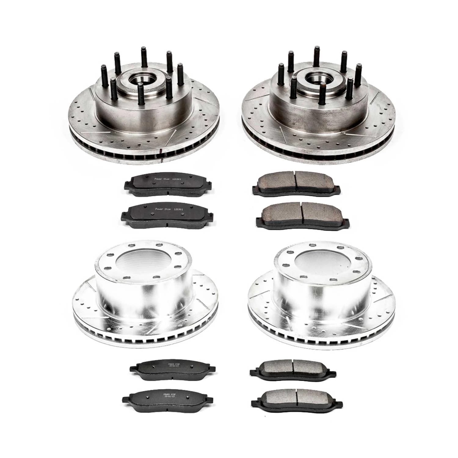 PowerStop Front and Rear Z23 Evolution Sport Carbon-Fiber Ceramic Brake Pad and Drilled & Slotted Rotor Kit Fits: FORD Select Models K1797