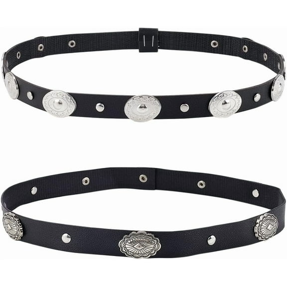 2PCS 2 Styles Leather Hat Band PU Western Laced Belt Black Replacement Cowboy Caps Strap Adjustable Cowgirls Straw Buckle Hatband Jewelry Decorative