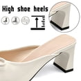 thumbnail image 5 of CHICVOMEY Womens Bow Knot Block Heel Mule Sandals Square Toe Open Toe Patent Leather Slide Heels Slip on Chunky Heel Slippers for Summer Party Wedding Daily Wear, 5 of 7