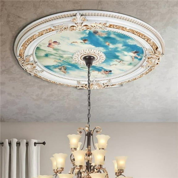 AFD Home 35.50 in. Cherub Chandelier Ceiling Medallion - White & Sky Blue