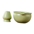 thumbnail image 4 of 2 cuencos de cerámica japonesa para matcha hechos a mano y soporte para batidor Chawan, cuenco portátil para batidor de té, cuenco para mezclar matcha Verde, 4 of 8