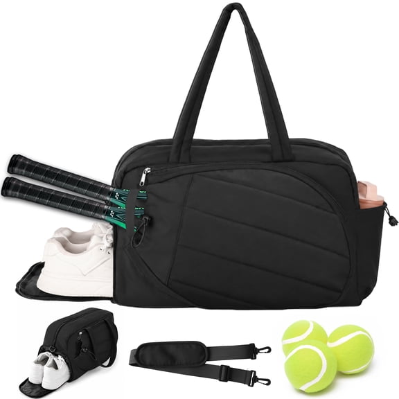Topsome Tennis Bags for Women, Tennis Racket Bag Holds 2 Rackets with Shoe Compartment, Water Resistant Tennis Gym Bag Crossbody for Pickleball, Tennis, Badminton