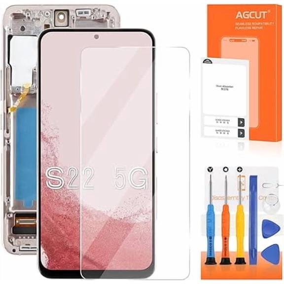 INCELL for Samsung Galaxy S22 5G Screen Replacement for Samsung S22 5G LCD Display Touch SM-S901B SM-S901U LCD Digitizer Touch Screen Assembly Rose Gold with Frame