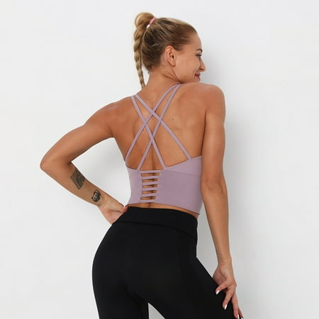 

Strappy Sports Bras Thin Shoulder Straps for Women Cross Back Yoga Bra Tops Activewear