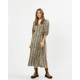 thumbnail image 1 of Minimum Elmina Checked Wraparound Midi Dress Military Olive Size 34 $108, 1 of 1