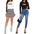 thumbnail image 5 of YOUI-GIFTS Women's Sexy Cutout Front T Shirt Long Sleeve Short Sleeve Bodysuit Jumpsuits, 5 of 5