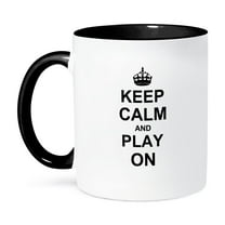 3dRose, Keep Calm and Play on - carry on gaming - hobby or pro gamer gifts - for any game including sports, 11oz Two-Tone Black Mug
