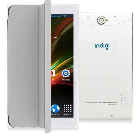 Indigi® 7inch Factory Unlocked 3G Smart Phone 2-in-1 Phablet Android 4.4 Tablet PC w/ Built-in Smart Cover (White)
