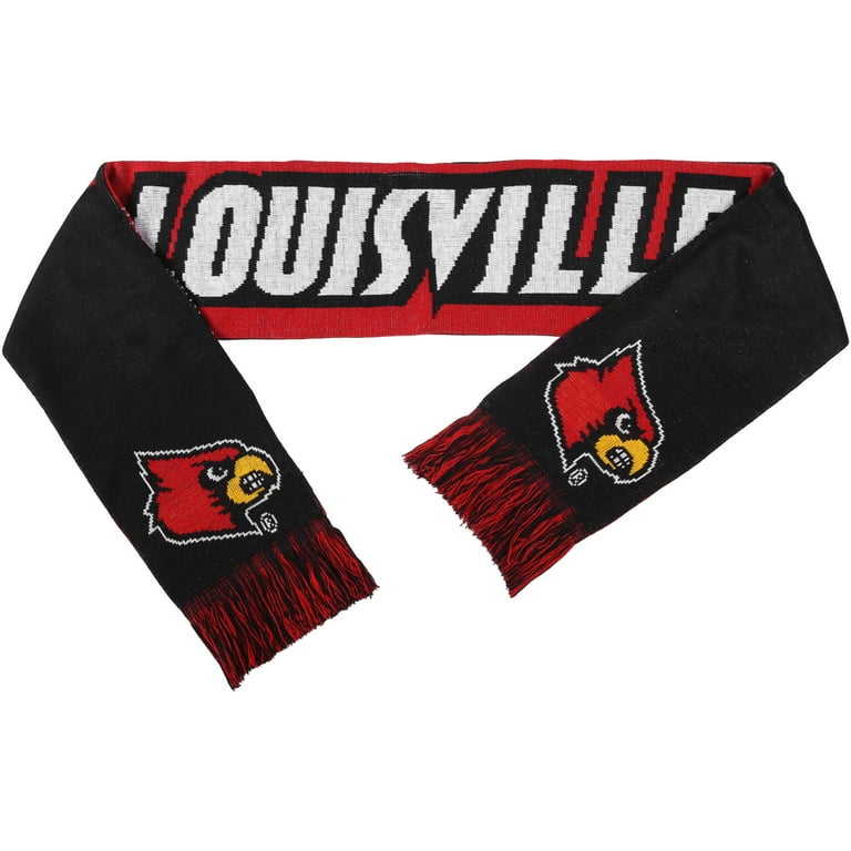 NCAA Louisville Cardinals Scarf Black & Grey Striped Embroidered  Collegiate