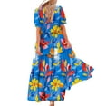thumbnail image 3 of Taqqpue Women's Summer Plus Size Boho Floral Dress Crew Neck Short Sleeve Long Maxi Dresses Casual Beach Vacation Sundress Elastic Waist Tiered Ruffle Hem A Line Cake Dresses, 3 of 7