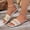 Beige, variant on Womens Square Toe Flat Slippers with Metal Rivet Studded Decoration, Open Toe Slip On Lightweight Sandals for Beach Pool Comfort