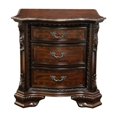 thumbnail image 2 of Miekor Furniture Formal Traditional Nightstand Only Brown Cherry Solid wood 3-Drawers Intricate Accents Glides Bronze Hanging Pulls Bedroom Furniture W5U600, 2 of 9