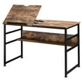 thumbnail image 1 of HOMCOM Tiltable Drafting Table Computer Desk w/ Shelf, Rustic Brown, 1 of 10