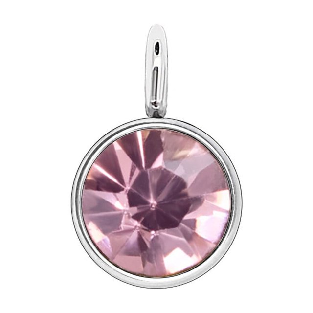 Birthstone Rhinestone Crystal Stainless Steel Silver Jewelry Making Party Favors DIY Accessories Decorations Pendants for Birthday light purple
