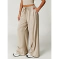 thumbnail image 3 of Women'S Wide-Leg Loose Casual Sports Pants Straight Low-Rise Sweatpants Drawstring Elastic Band Pockets  S, 3 of 7