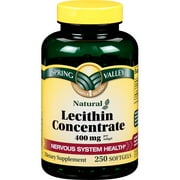 Spring Valley Natural Lecithin Concentrate Softgels, 400 mg, 250 count