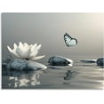 thumbnail image 2 of OWNANRTHM Zen Canvas Wall Art Lotus Bathroom Painting Lotus and Butterfly on Lake Pictures Large Butterfly Zen Poster for Yoga Spa Meditation Spirit Room Wall Decor Framed 12X16 inch, 2 of 9