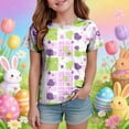 thumbnail image 2 of UngA Girls Easter Shirt Graphic Tees for Kids Tops Bunny Short Sleeve Toddler Girl T Shirts (Purple,2-3 Years), 2 of 6