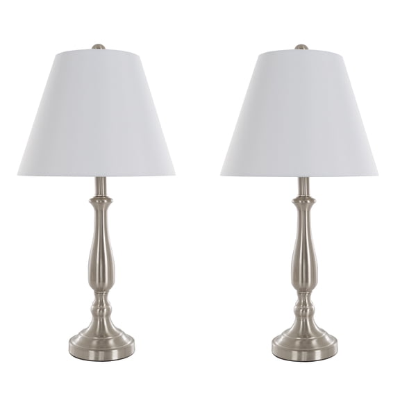 Brushed Steel Table Lamps - Set of 2