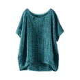 thumbnail image 4 of CCRFTGI Cute Tops for Child Girls Linen Size 10-12 Short Sleeve Oversized Boho Crew Neck Summer Soft Tunic Blouses Beach Loose Comfy Girls Clothes T-Shirt Dark Green 5-6 Years, 4 of 4