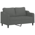 thumbnail image 2 of vidaXL 2 Piece Sofa Set with Cushions Dark Grey Fabric, 2 of 4
