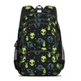 thumbnail image 2 of Alien Peace Sign Black Pattern Cute School Backpack Bag with Padded Back and Adjustable Shoulder Straps 16.9 X 12.6 X 5.9 Inches, 2 of 5