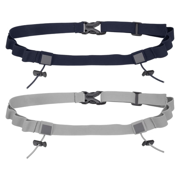 Uxcell Race Number Belt, Elastic Comfortable Running Belts with 6 Energy Gel Loops for Triathlon 2 Pcs & Light Gray/Navy Blue