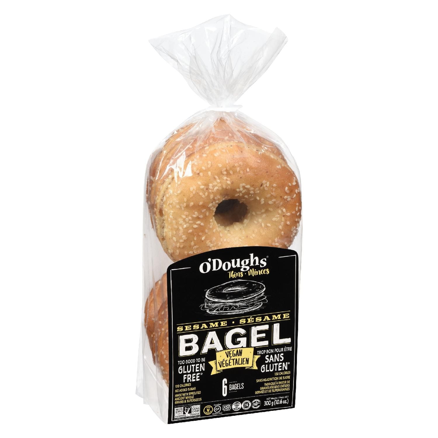 O'DOUGHS MINCES BAGEL SÉSAME sans gluten O'DOUGHS BAGEL SÉSAME GF