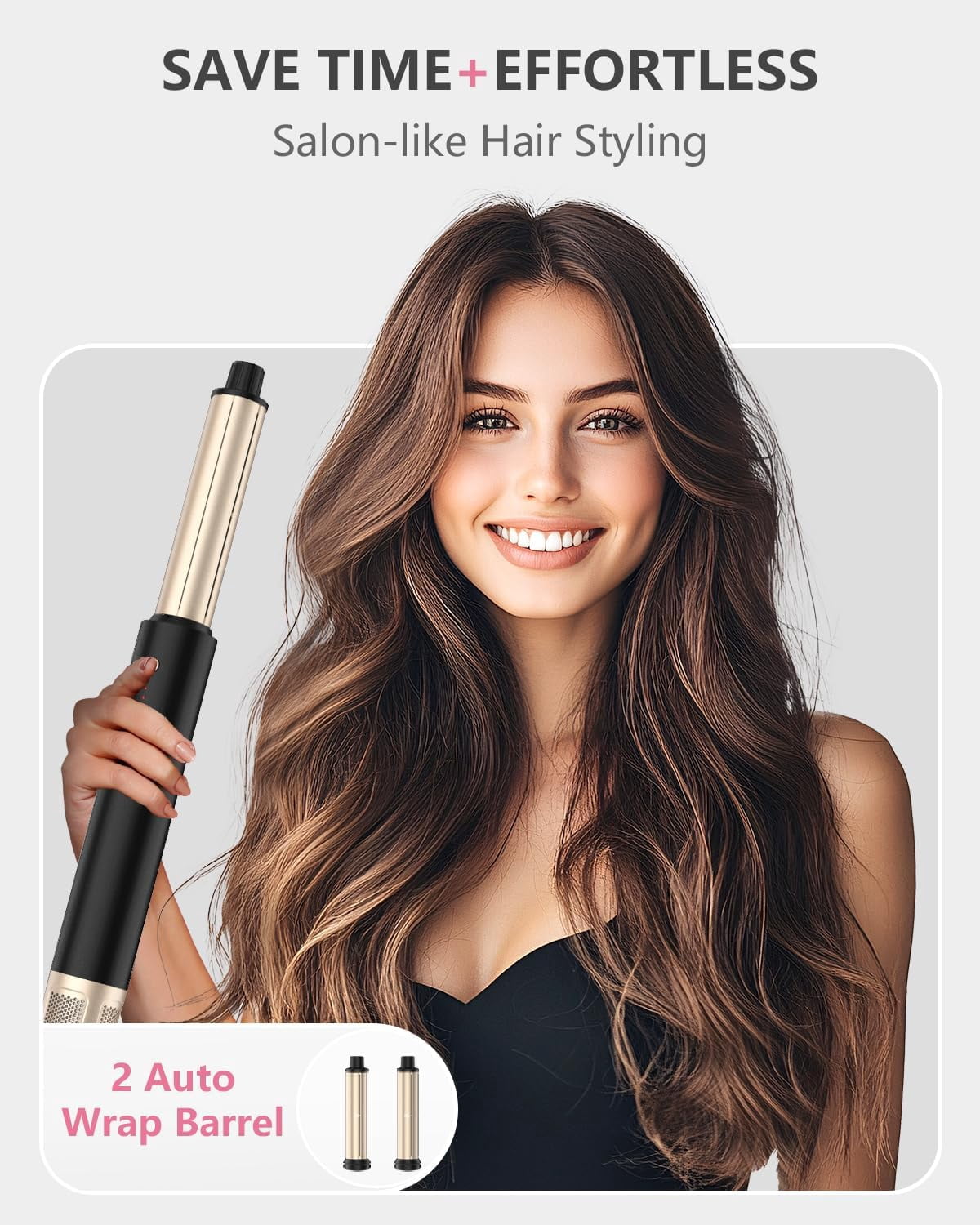 4 in 1 Hot Air Styler Hair Dryer Brush,Auto Air Curling Iron, Fast Drying, Curler, Volumizer, Smoothing, Negative Ionic Airflow Styler with 110,000 RPM High-Speed Brushles