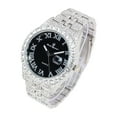 thumbnail image 6 of CHARLES RAYMOND Fully Iced Out Crystal Diamond Mens Watch w/Easy Read Date and w/Roman Numerals - Combo with Designer Hip Hop Blinged Out Bracelet and Ring- ST10226RND SLV BLK,10, 6 of 9