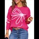 thumbnail image 2 of Suéter de Mujer Otoño 2025 - Jersey de Larga con Cuello Redondo, Jersey de Punto Oversize, Jersey Informal con Estampado Rosa Roja L, 2 of 10