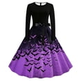 thumbnail image 2 of BRGZLK Halloween Costume Womens Midi Dress 2026 Trendy Crew Neck Long Sleeve Soft Comfy Breathable Cocktail Dresses Vintage Medieval Party Dress with Belt Purple L, 2 of 6