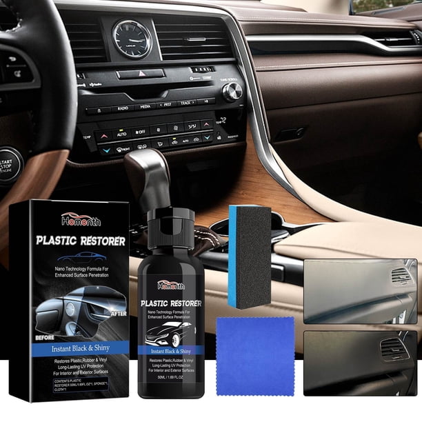Limpiador multifuncional restaurador de plástico 50ml | Desengrasante y desodorante para superficies de cocina y autos | Neutralizador de olores | Pulidor no tóxico para brillo | 1 botella de fácil