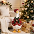 thumbnail image 6 of Luxury Poinsettia Velvet 23 inch Porch Goose Outfit Red Velvet Cape for Lawn Goose Statues Christmas Winter Patio Yard Decor, 6 of 6