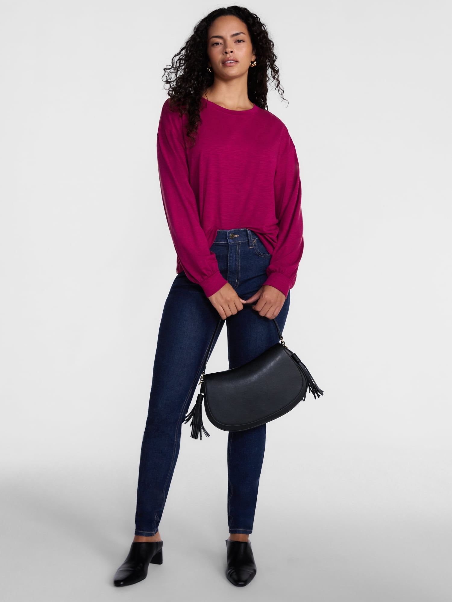 Scenario Women's Oversized Tee with Long Sleeves, Sizes XS-XXXL