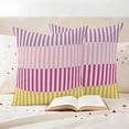 thumbnail image 3 of Colorful Stripe Outdoor Waterproof Pillow Covers, Modern Pink Purple Yellow Vertical Striped Decorative Square Throw Pillowcase Sofa Cushion Sham for Patio/Couch/Chair, 16"x16" 2 Pack, 3 of 8