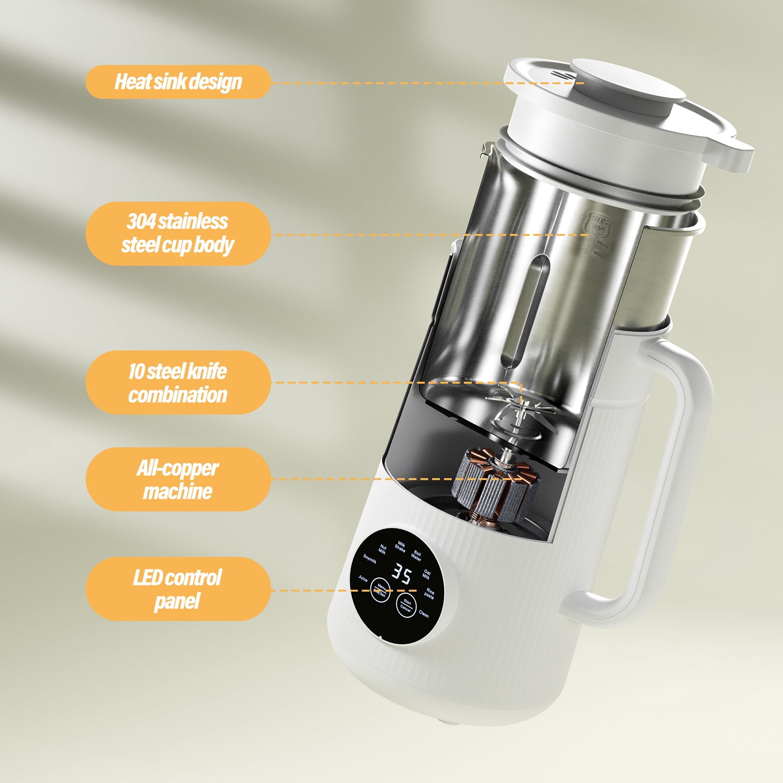 IAGREEA 35 oz Nut Milk Maker Machine with 10 Blades, Automatic Homemade Almond, Oat, Soy, Plant-Based Milk and Dairy Free Beverages, Almond Maker, Self-cleaning, Keep Warm/12-Hour Delay
